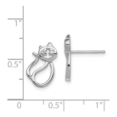 Sterling Silver CZ Open Cat Stud Earrings – view 5