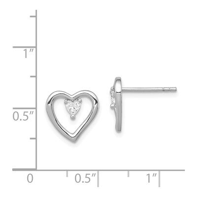 Sterling Silver CZ Heart Stud Earrings – view 5