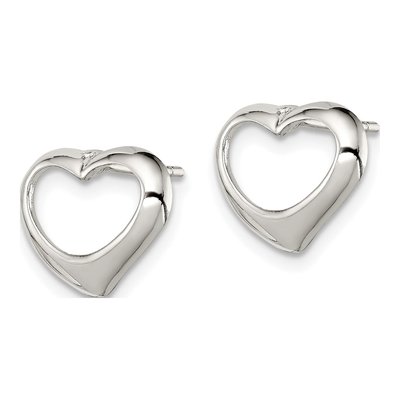 Sterling Silver Heart Stud Earrings – view 3