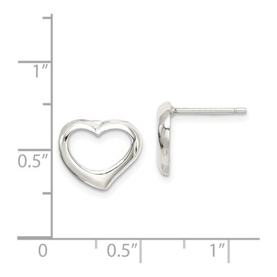 Sterling Silver Heart Stud Earrings – view 5