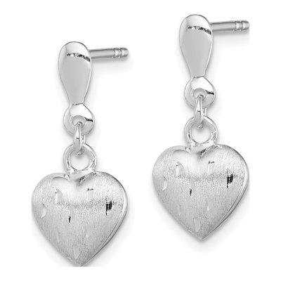 Sterling Silver 3-D Scratch Heart Dangle Earrings – view 3