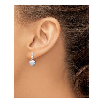 Sterling Silver 3-D Scratch Heart Dangle Earrings – view 4