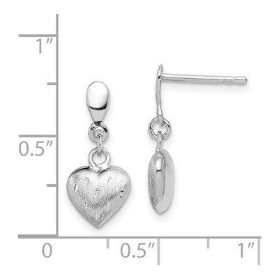 Sterling Silver 3-D Scratch Heart Dangle Earrings – view 5
