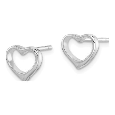 Sterling Silver Open Heart Stud Earrings – view 3