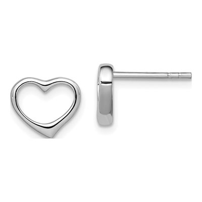 Sterling Silver Open Heart Stud Earrings
