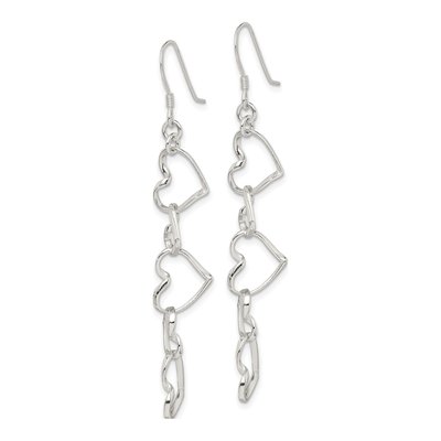 Sterling Silver Heart Dangle Earrings – view 3