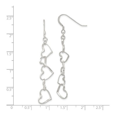 Sterling Silver Heart Dangle Earrings – view 5