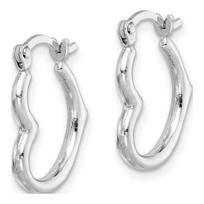 Sterling Silver 16mm Hollow Heart Hoop Earrings – view 3