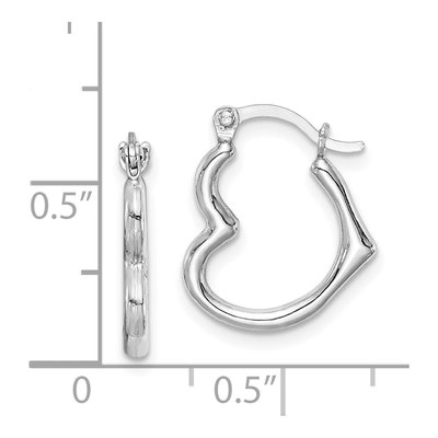 Sterling Silver 16mm Hollow Heart Hoop Earrings – view 5