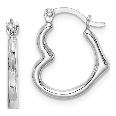 Sterling Silver 16mm Hollow Heart Hoop Earrings