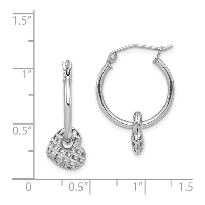 Sterling Silver 24mm Moveable Heart Hoop Earrings – view 5