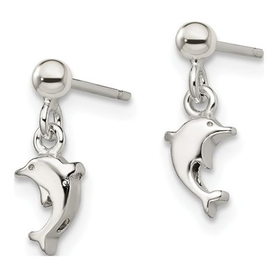 Sterling Silver Girls' Dolphin Dangle Earrings – view 3