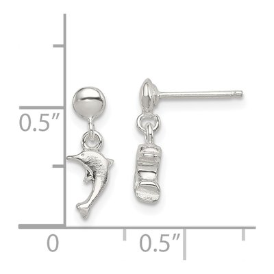 Sterling Silver Girls' Dolphin Dangle Earrings – view 5