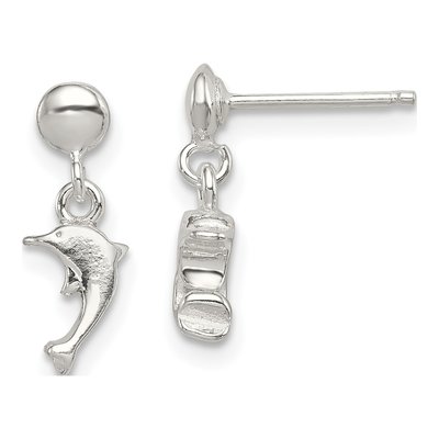 Sterling Silver Girls' Dolphin Dangle Earrings