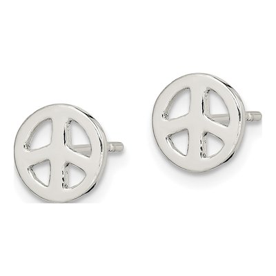 Sterling Silver Peace Sign Stud Earrings – view 3