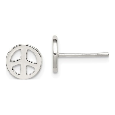 Sterling Silver Peace Sign Stud Earrings