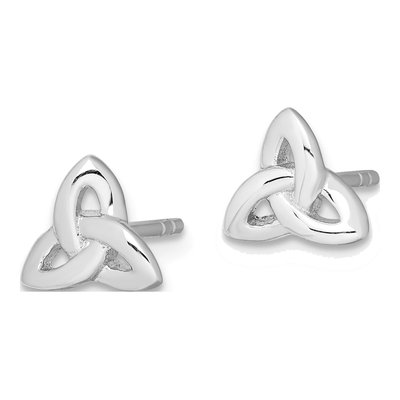 Sterling Silver Trinity Symbol Stud Earrings – view 3