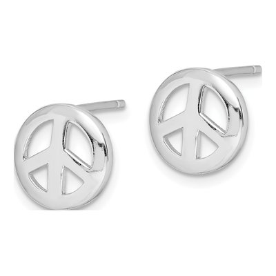 Sterling Silver Peace Sign Stud Earrings – view 3