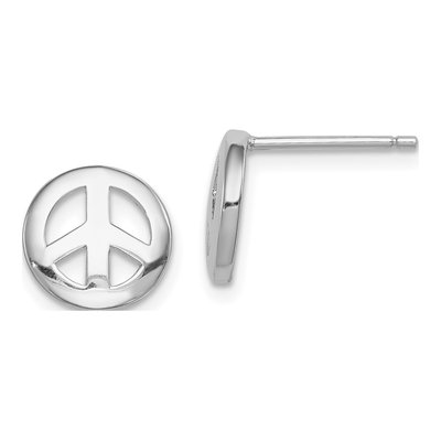 Sterling Silver Peace Sign Stud Earrings