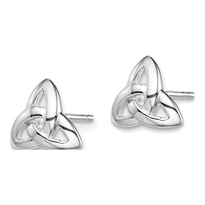 Sterling Silver CZ Trinity Symbol Stud Earrings – view 3