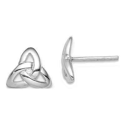 Sterling Silver CZ Trinity Symbol Stud Earrings