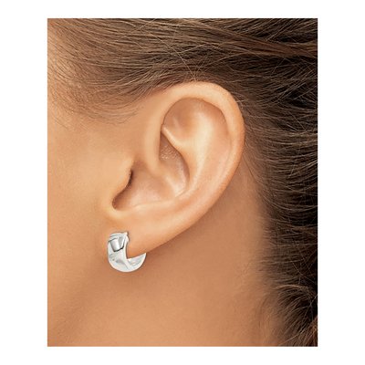 Sterling Silver 11mm Huggie Hoop Earrings – view 4
