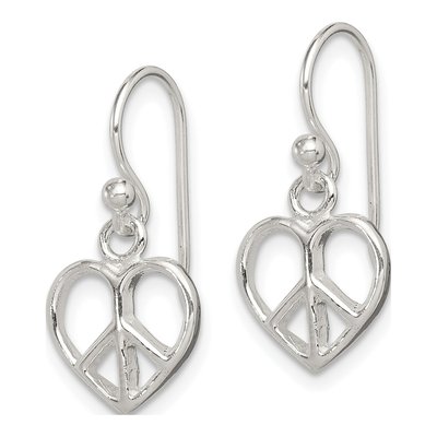 Sterling Silver Peace Sign Heart Dangle Earrings – view 3