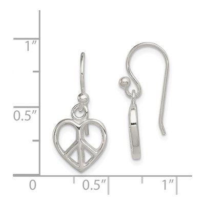 Sterling Silver Peace Sign Heart Dangle Earrings – view 5