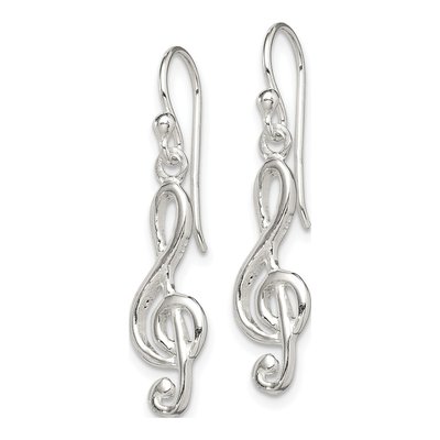 Sterling Silver Treble Clef Dangle Earrings – view 3