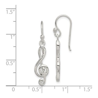 Sterling Silver Treble Clef Dangle Earrings – view 5
