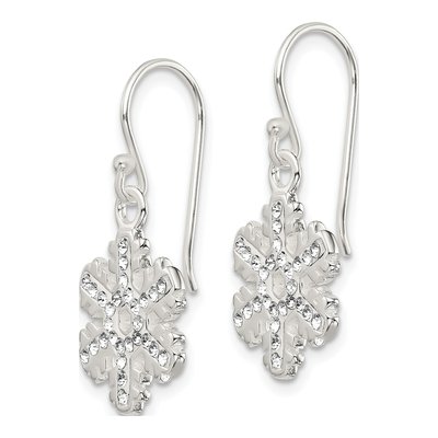 Sterling Silver Crystal Snowflake Dangle Earrings – view 3