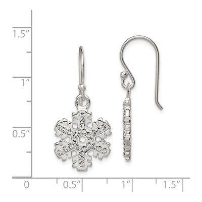 Sterling Silver Crystal Snowflake Dangle Earrings – view 5