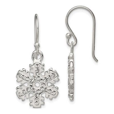 Sterling Silver Crystal Snowflake Dangle Earrings
