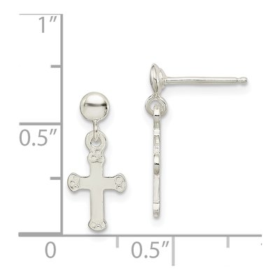 Sterling Silver Budded Cross Dangle Earrings – view 5