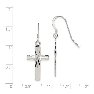 Sterling Silver Diamond-Cut Cross Dangle Earrings – view 5