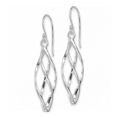 Sterling Silver Twisted Dangle Earrings – view 3