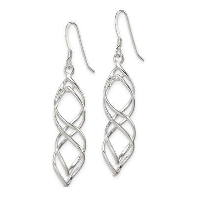 Sterling Silver Twisted Dangle Earrings, French Wire – view 3