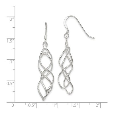 Sterling Silver Twisted Dangle Earrings, French Wire – view 5