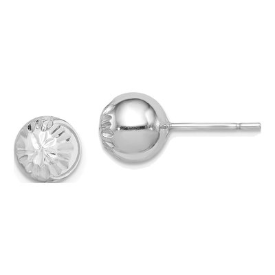 Sterling Silver Diamond-Cut Ball Stud Earrings