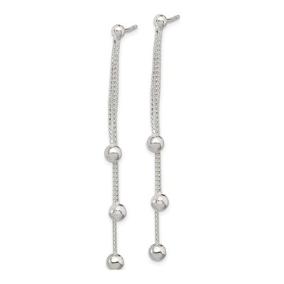 Sterling Silver 3-Strand Beaded Dangle Earrings – view 3