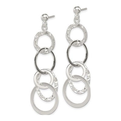 Sterling Silver Hammered Circle Dangle Earrings – view 3