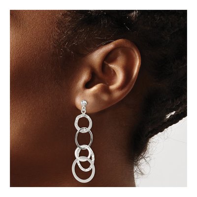 Sterling Silver Hammered Circle Dangle Earrings – view 4