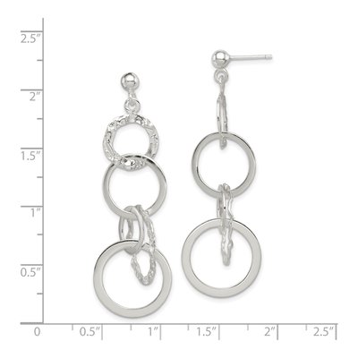 Sterling Silver Hammered Circle Dangle Earrings – view 5