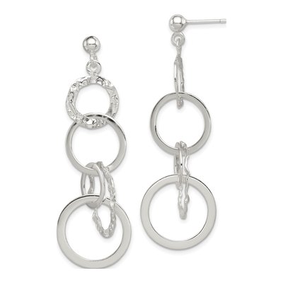Sterling Silver Hammered Circle Dangle Earrings