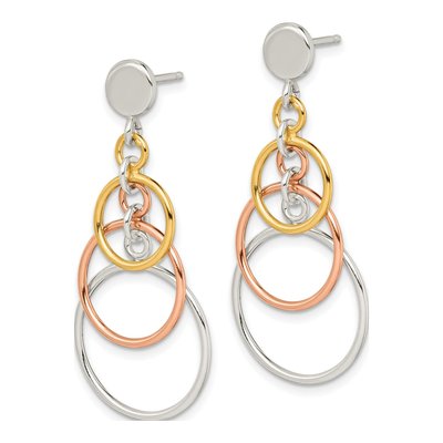 Sterling Silver Circle Dangle Earrings – view 3