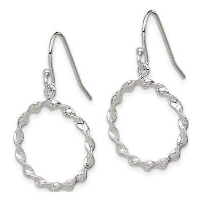 Sterling Silver Twisted Circle Dangle Earrings – view 3