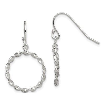 Sterling Silver Twisted Circle Dangle Earrings