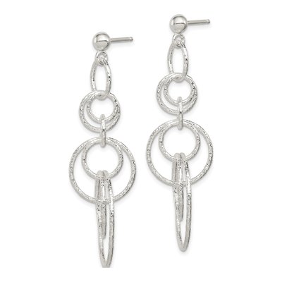Sterling Silver Circle Link Dangle Earrings – view 3