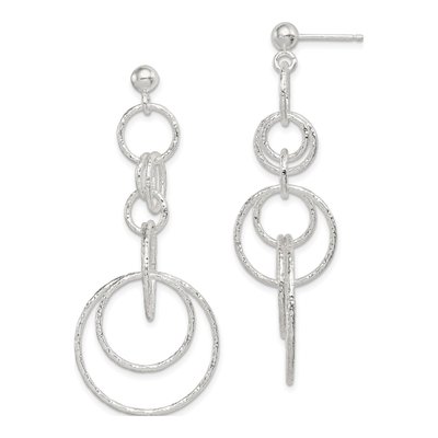 Sterling Silver Circle Link Dangle Earrings
