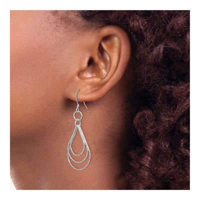 Sterling Silver Textured Teardrop Dangle Earrings – view 4
